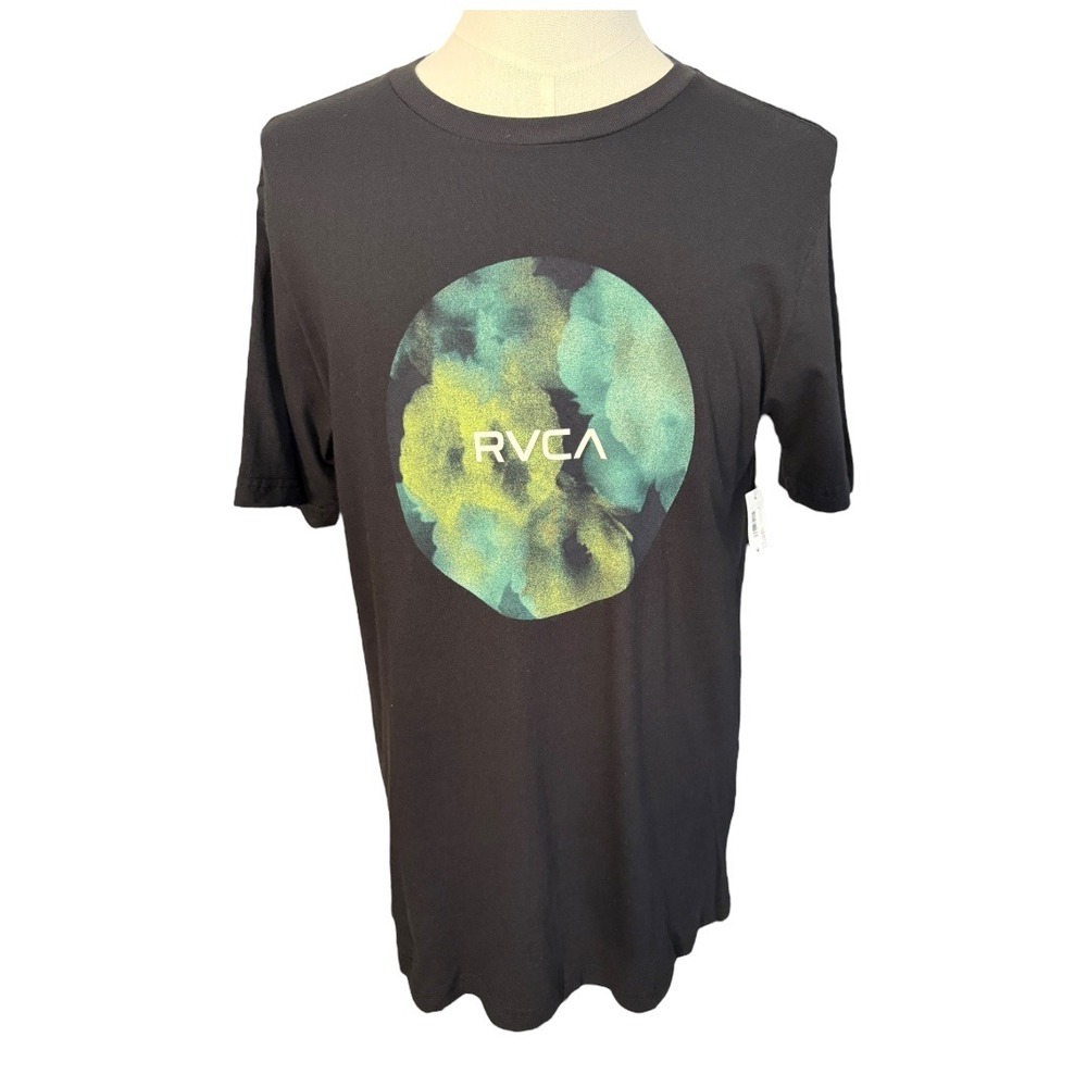 RVCA Mens‎ T-Shirt Black Graphic Print Short Sleeve Regular Fit Size Small NWT